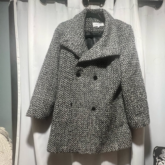 Calvin Klein Gray Pea Coat Wool Blend Professional - Picture 1 of 5